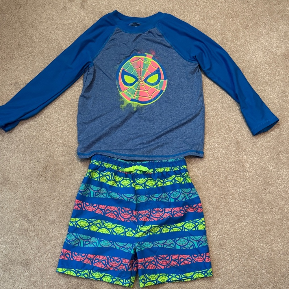 Spider-Man Long Sleeve swim  Shirt and Swim trunks Set